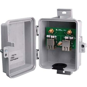 CITEL Outdoor Surge Protector for POE and Gigabit Ethernet networks. Shielded RJ45 connectors. 2 kA discharge capability. 60 Vdc on all pairs.