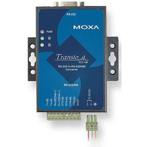 MOXA RS-232 to RS-422/485 industrial wall or DIN-rail mount serial converter. 12-48VDC input voltage.
