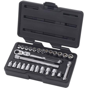 GEARWRENCH GearRatchet 27pc. SAE/METRIC XL Pass-Thru Ratchet Set includes 1/4" Pass-Thru Ratchet 5/32"-9/16", 3.5-13mm 2 Ext. Eliminates Need for Deep Sockets