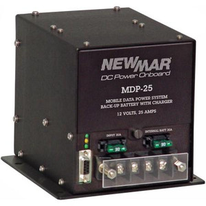 NEWMAR Mobile Computer UPS with Inter- active power signals contains a 9-AH battery that switches on when primary voltage drops, supplying 25A of 12Vpower