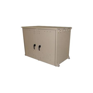 DDB UNLIMITED 50"H x 59"W x 34"D Outdoor aluminum cabinet enclosure. NEMA class 250 Type 4. 19" or 23" rails. Front/rear doors w/ 3 point locking. DROP SHIP.