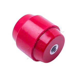 HARGER 1-3/4" X 1-1/2" Round insulator, red, steel insert. Thread size 5/16"-18. 1500 volts.