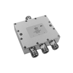 MECA 800-1000 MHz three-way power divider. 120 watts. 1.10 typical VSWR. 22dB min. isolation between ports. N-female connectors.