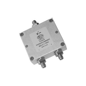 MECA 700-2700 MHz two-way power divider. 40 watts. 1.10 typical VSWR. 22dB min. isolation between ports. SMA Female connectors.