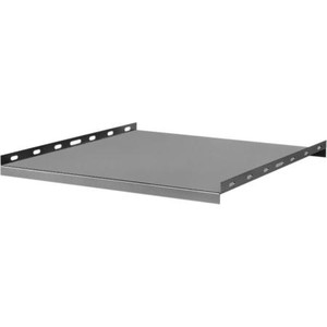 BUD INDUSTRIES non-ventilated,stationary shelf for 24" panel width cabinets. Requires cabinet racks to have 2 pairs of mtg. rails. 21.25"D shelf. Black.
