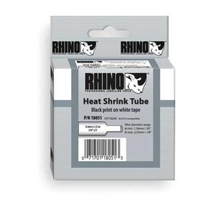 DYMO, 1/4" Heat shrink label tape polyolefin, non embosing, white in color 5' long.