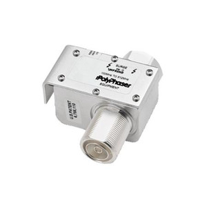 POLYPHASER 100-512 MHz VHF combiner bulkhead protector. 3KA surge <lt/>0.5uJ throughput energy. 750 W max. DIN male Ant port, DIN female Equip port.