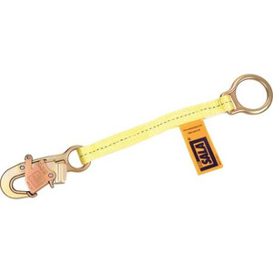 DBI/SALA, D ring extension for safety harness. 18 " long. Snap hook at one end and D ring on other. Makes hook up easy to attach lanyard to your back