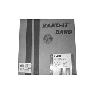 BAND-IT 5/8" wide strapping. 100 foot roll made of Type 201 stainless steel. Comes in green plastic waterproof packaging.