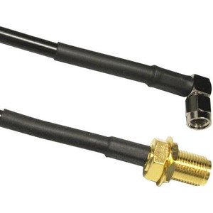 WIRELESS Solutions 24" TWS-195 Antenna extension cable with RA RPSMA Plug (F center pin) to RPSMA Bulkhead Jack (M Center pin). Includes heat shrink.