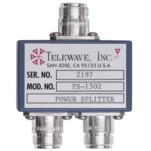 TELEWAVE 132-174 MHz two-way power splitter. -3.2dB system loss through the splitter. Not designed for transmitter power levels. BNC connectors.