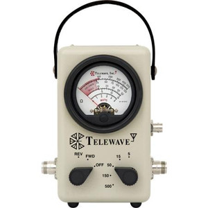 TELEWAVE broadband 25-1000 MHz wattmeter with RF tap. Requires no elements or bandswitching. Power ranges of 5, 15,50, 150 & 500 watts. N female connectors