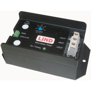 LIND Shut down timer with non-fused terminal block connections. Delay can be set from 5 seconds to 4 hours. Includes emergency override button.