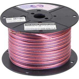 CONSOLIDATED 18 gauge 2 conductor CLEAR PVC speaker wire. Stranded bare copper, rated to 60 degrees C, 300 volts 1000' spool.