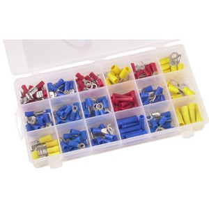HAINES PRODUCTS 165 piece vinyl terminal assortment. Consist of ring terminals, spade terminals, butt conn., quick connects. All gauges