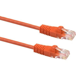 SIGNAMAX 1 foot Category 5e patch cable. Made of twisted pair cable with RJ45 plug on each end. Molded snag proof boots. Orange jacket.