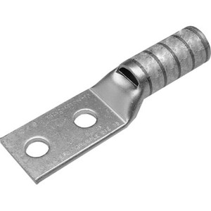 BURNDY 2 AWG 2-hole 3/8" Flex Lug, 1" spacing, long barrel with inspection window.