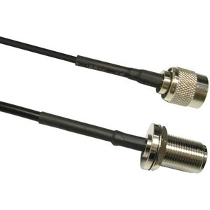 WIRELESS SOLUTIONS 18" TWS-100 Antenna extension cable with RPTNC Plug (F center pin) to N Bulkhead Jack (F Center pin). Includes heat shrink.