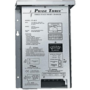 NEWMAR Phase III battery charger. 90-264VAC input, 12 VDC/ 80A output. 3 bankd, 140-700AHr battery capacity.