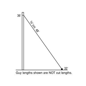 SABRE 40-ft 1800 TLWD guyed tower kit. Includes complete tower steel and hard- ware, complete guying system, anchor shafts and normal soil foundation design