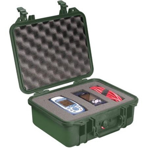 PELICAN protector equipment cases. Water tight and airtight to 30 feet for the ultimate in protection. Inside Dim: 12"L x 9-1/16"W x 5-3/16"D. Green