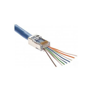 PLATINUM TOOLS Shielded EZ-RJ45 Connector. Wire pass-thru front of connector for easy termination. FCC&UL comp. (use w/crimper sku# 396223)