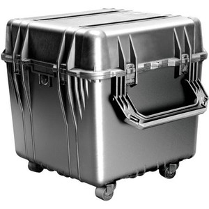 PELICAN Cube Equipment Case NO FOAM Water & airtight w/neoprene o-ring seal. 2-Person lift handles. I.D.: 20"Lx20"Wx20"D. Black. (Casters not incl
