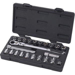 GEARWRENCH GearRatchet 23pc. SAE/METRIC XL Pass-Thru Ratchet Set includes 3/8" Pass-Thru Ratchet 3/8"-7/8", 10-19mm 2 Ext. Eliminates Need for Deep Sockets
