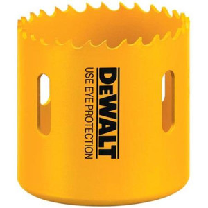 DEWALT 1-1/8" (29mm) bi-metal hole saw. Double tooth design for longer life, sharper tooth to cut faster, cuts 2x in 1 pass