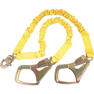 CAPTTAL SAFETY Shockwave 2, shock absorbing Lanyard. Expands to 6', contracts to 4-1/2'. 3" gate opening SafLok Max hooks at leg ends.