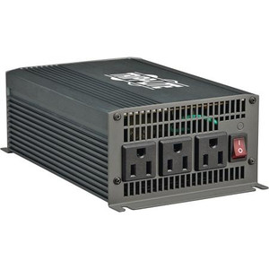 TRIPP LITE 12VDC to 120VAC inverter. 700W continuous, 1400W peak. Includes 3 AC outlets, cooling fan and hardwired battery connections.