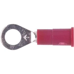 3M #10 stud Vinyl Insulated Butted Seam Ring Tongue Terminal for wire size 22-18 gauge. 100 per package.
