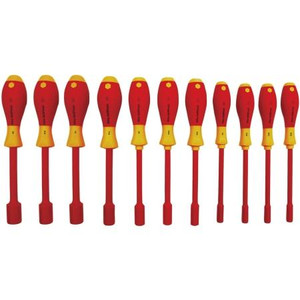 WIHA- 11 pc Insulated Inch Nut Drivers Sizes 5/32, 3/16, 7/32, 1/4, 5/16 1/32, 3/8, 7/16, 1/2, 916, 5/8"