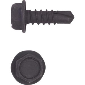 TESSCO #10 x 3/4" hex washerhead TEK screw Drill bit point, 5/16" Hex head. Black oxide coating. Packaged 1000 per carton.