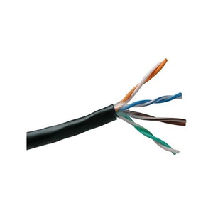 BELDEN 24AWG solid bare copper, polyole- fin insulated. Unshielded twisted pair cable with PVC jacket, 4 pairs, 1000' spool, CAT 5E cable, Black.