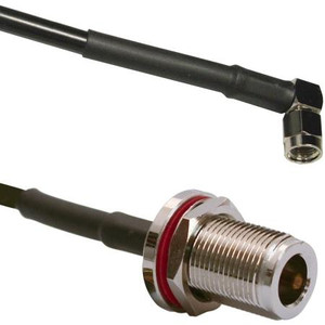 VENTEV 15" TWS-195 Antenna extension cable with N female Bulkhead to Right Angle RPSMA male Includes heat shrink.