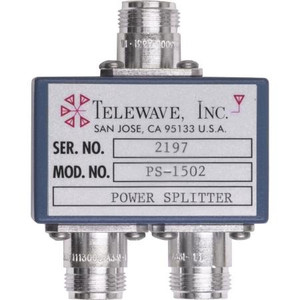 TELEWAVE 132-174 MHz two-way power splitter. -3.2dB system loss through the splitter. Not designed for transmitter power levels. N connectors.