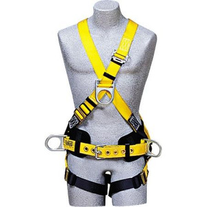 DBI/SALA Construction Cross Over Style Harness, Large 40"-48". Adj Front D-ring, back D-ring,pass thru buckle leg straps, body belt w/ foam back & side D-