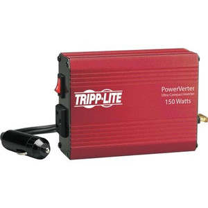 TRIPP LITE 12VDC to 120VAC inverter. 150W continuous, 300W surge. One AC outlet. Includes cigarette lighter plug.