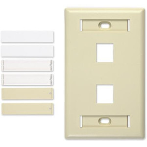 SIGNAMAX 2 Port Single Gang Keystone Jack Faceplate. Color is Light Ivory. Made of high impact thermoplastic.