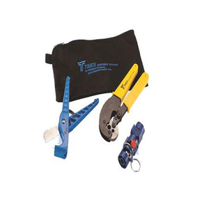 TIMES Cable Preparation Tool Kit. For installing CRIMP connectors on LMR400. Strip tools, Crimp tool, and in a tool bag.