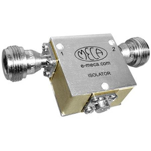 MECA 0 .800-1.000 GHz Isolator. 1.25:1 VSWR, 20 dB isolation, 10 Watts, 0.40dB insertion loss. N Female connectors.