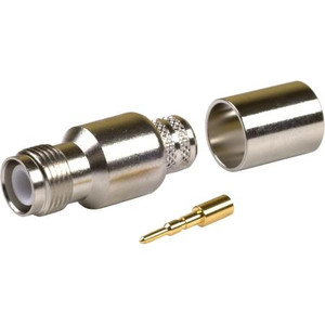 RF Industries reverse gender TNC Female connector for 9913 & LMR-400 cables. Crimp style. Nickle plated body, gold center pin.