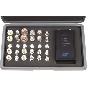RF INDUSTRIES interseries adapter kit. 31 pc combination of male & female BNC, TNC, N, SMA, UHF & mini-UHF connectors. In soft zippered case & cable tester.