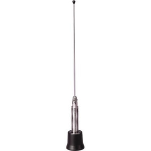 LARSEN 406-430 MHz 200 watt 3 dB gain 5/8 wave base loaded mobile antenna with spring. Order Motorola style mount separately.