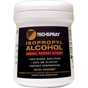 TECHSPRAY Isopropyl Alcohol Pre-Saturated Wipes in Pop-Up Dispenser. 100 pre-sat wipes in pop-up dispenser.