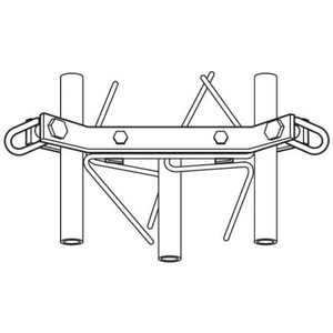 ROHN 45G guy bracket assembly. Mounts to tower at any horizontal brace. Used to attach guy wires to tower. Use with optional torque bars (49372).