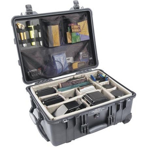 PELICAN protector equipment case-FOAM FILLED. Water tight and airtight to 30 feet w/neoprene o-ring seal. Inside Dims: 20-3/8"Lx15-7/16"Wx9"D. BLACK