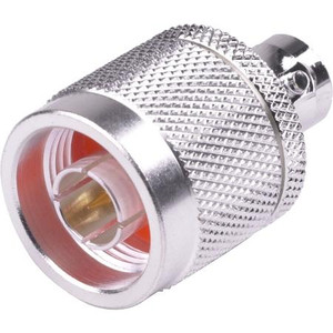 RF INDUSTRIES N male to BNC female adapter. Silver plated body, gold plated contacts. .