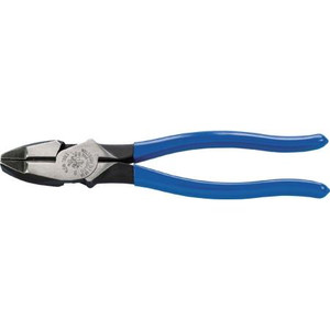 KLEIN High-Leverage Side-Cutting Pliers cuts ACSR, screws, nails & most hardened wire. Royal Blue plastic-dipped handles. 9-3/8"OAL